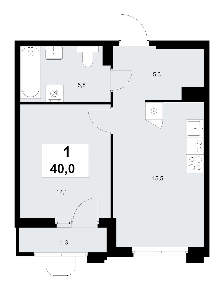 2 ккв (Евро) 40 м²