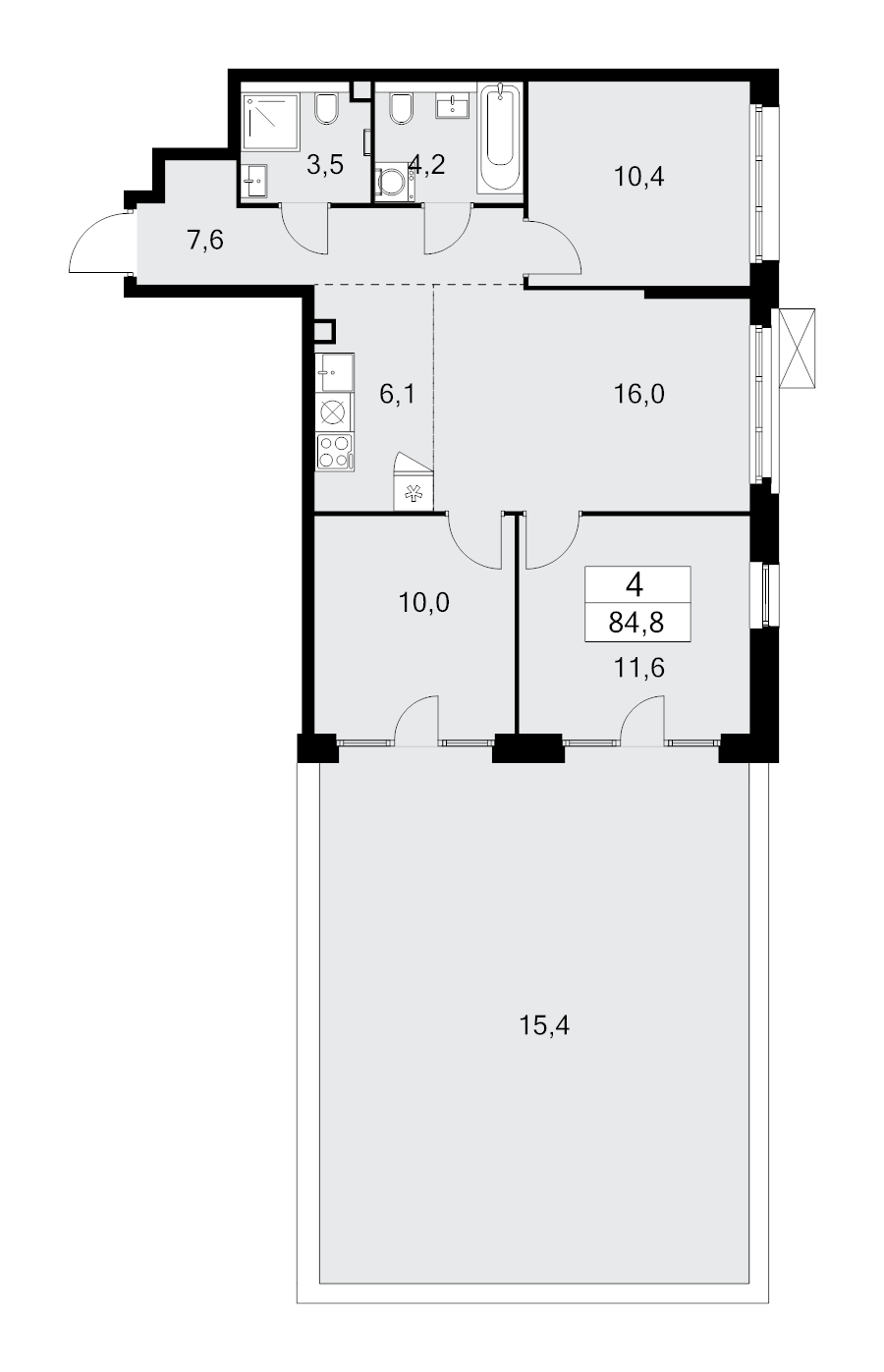 4 ккв (Евро) 84,5 м²