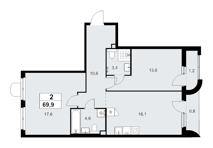 3 ккв (Евро) 69,9 м²