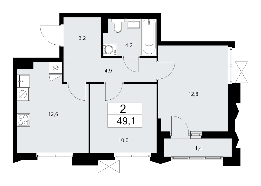 2 ккв 49,1 м²