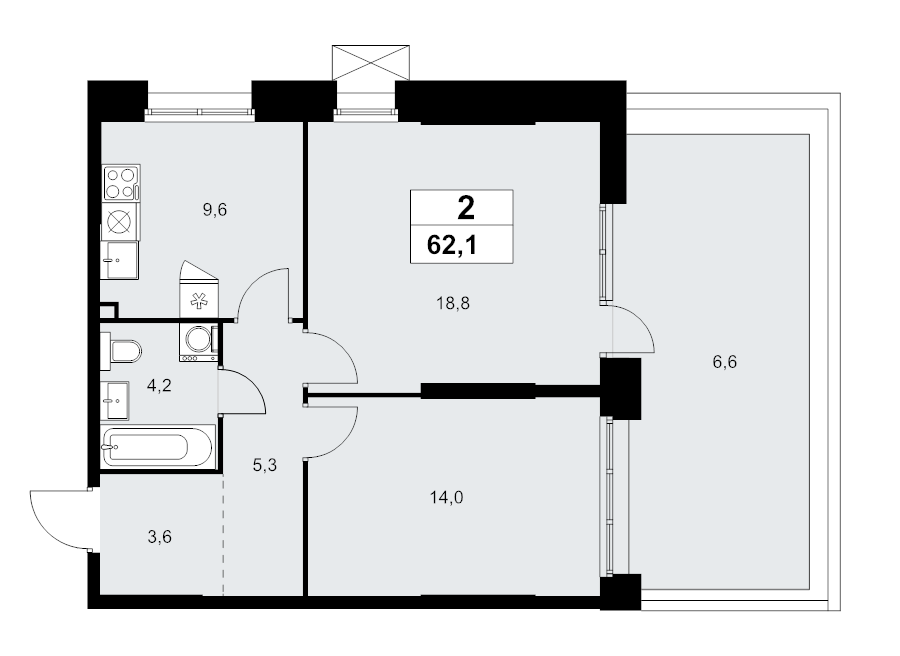 2 ккв 62,1 м²