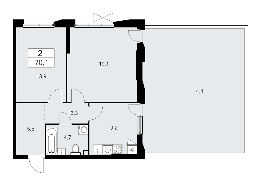 2 ккв 70,1 м²