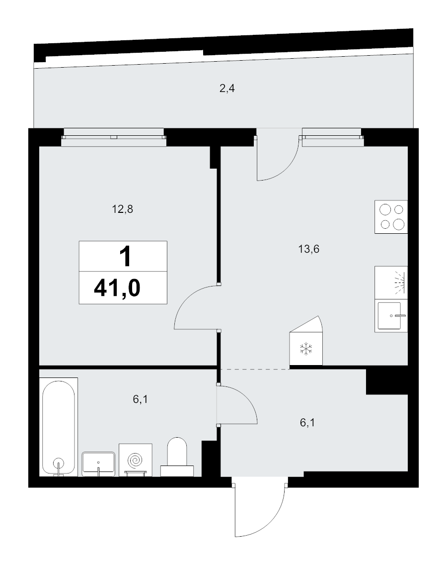 1 ккв 41 м²