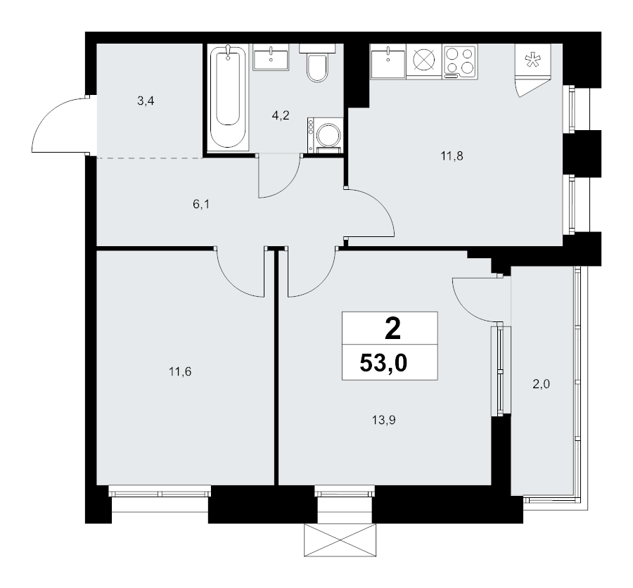 2 ккв 53 м²
