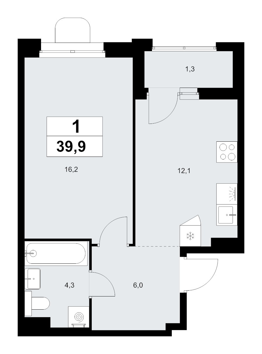 1 ккв 39,9 м²