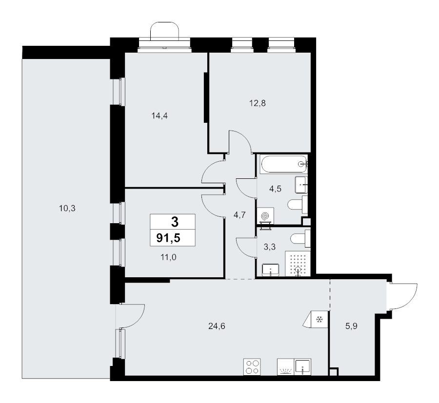 4 ккв (Евро) 91,5 м²