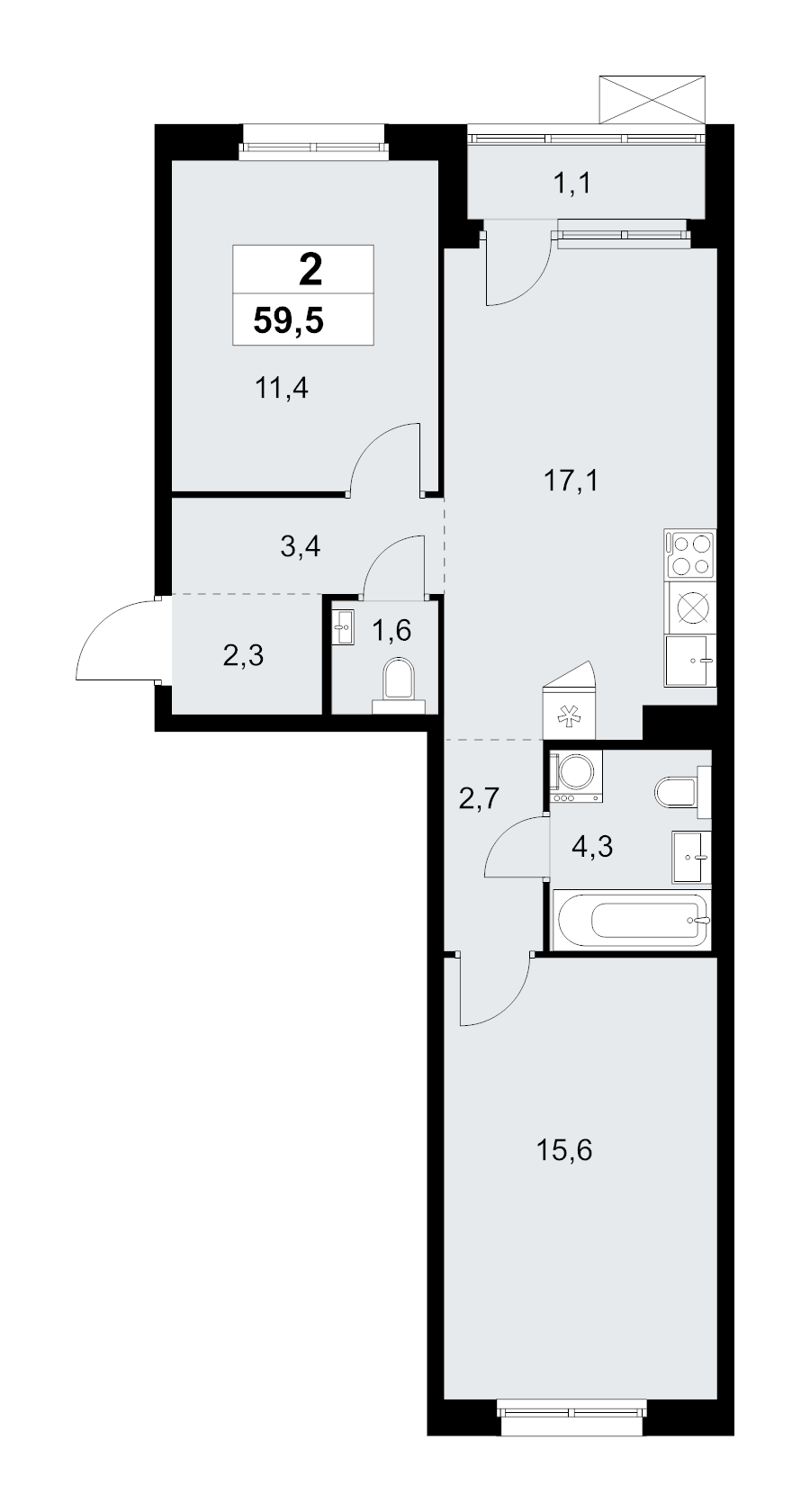 3 ккв (Евро) 59,5 м²