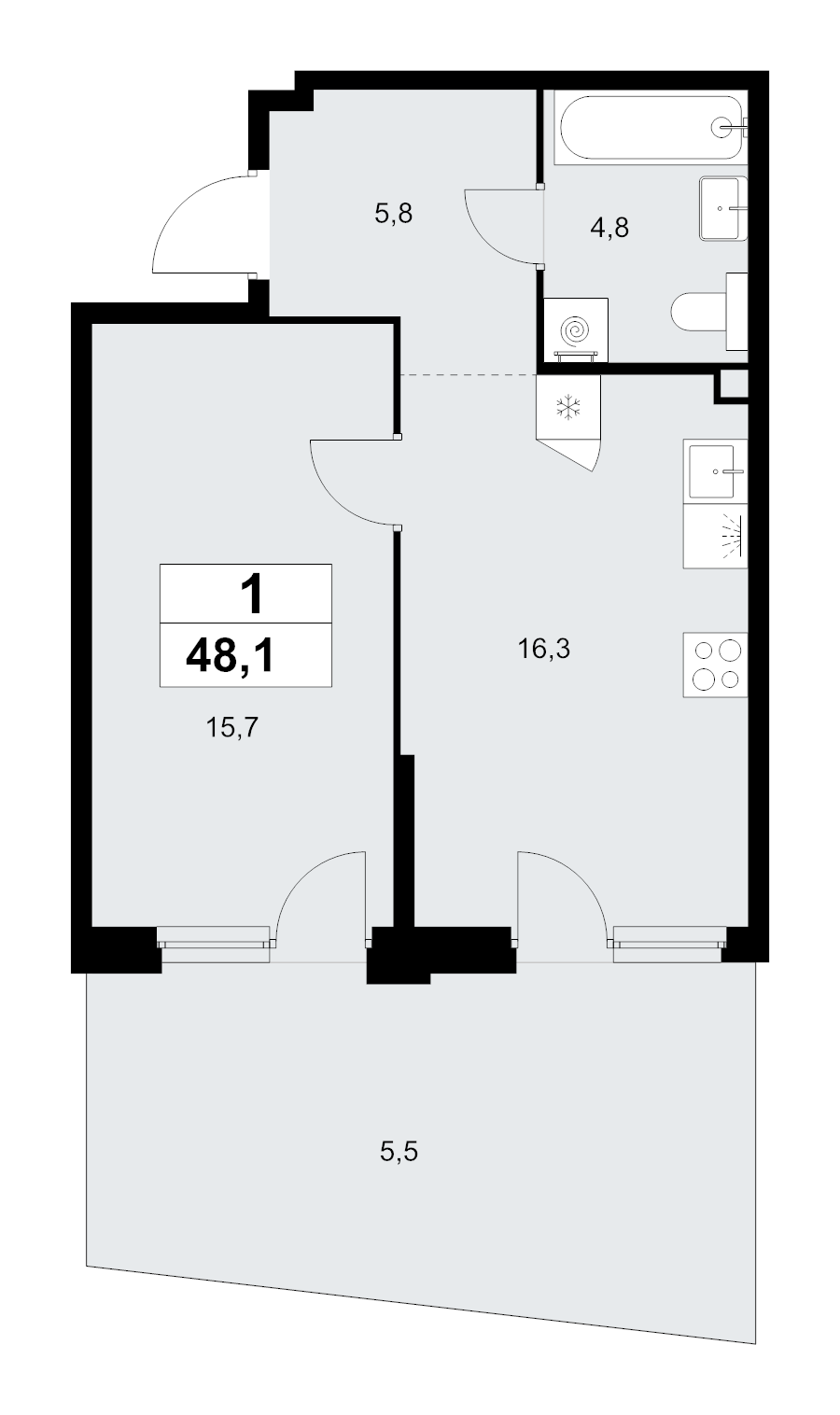 2 ккв (Евро) 48,1 м²