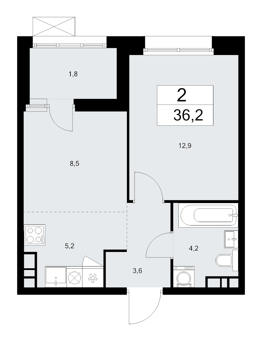 1 ккв 35,9 м²