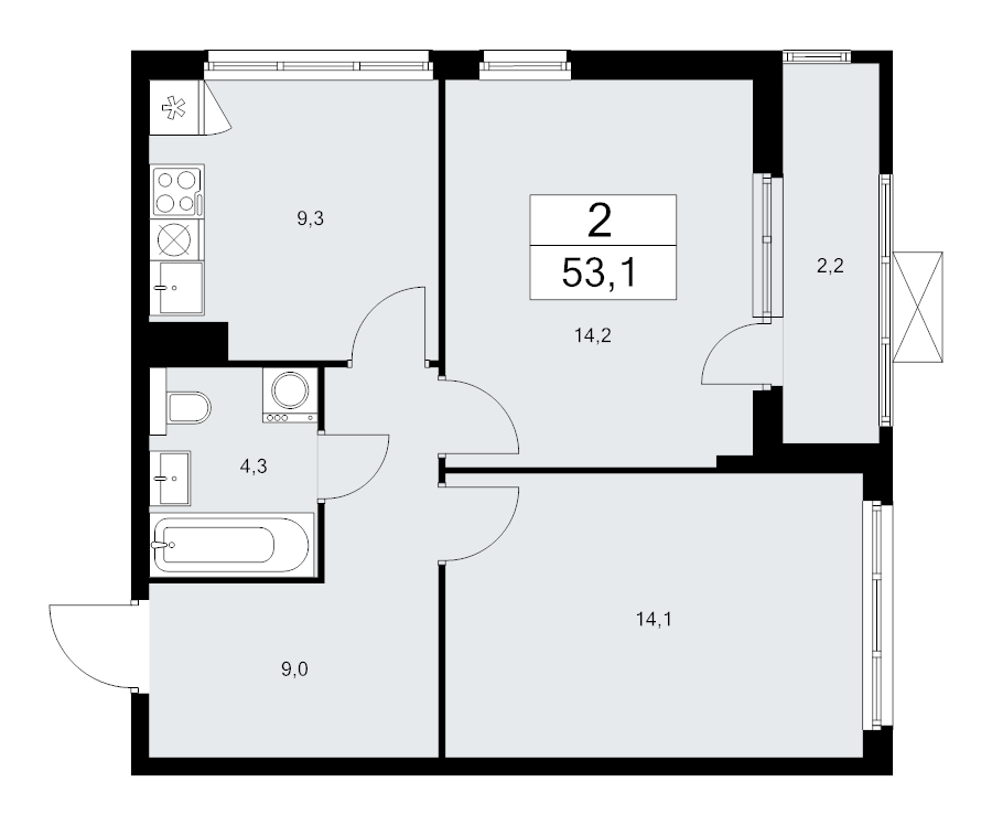 2 ккв 53 м²