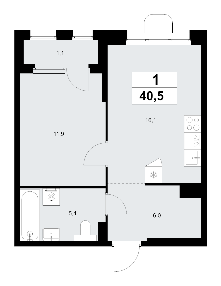 2 ккв (Евро) 40,5 м²