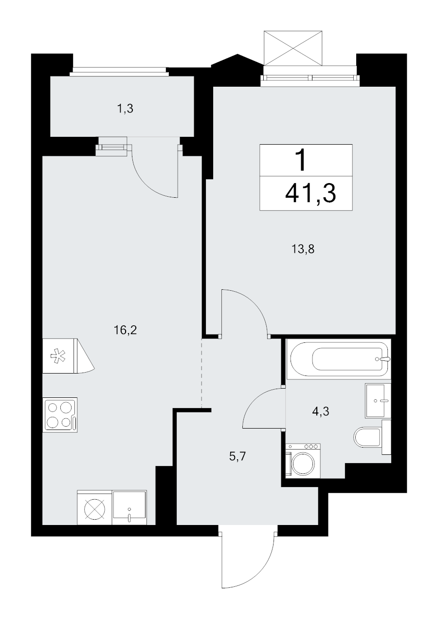 2 ккв (Евро) 41,3 м²