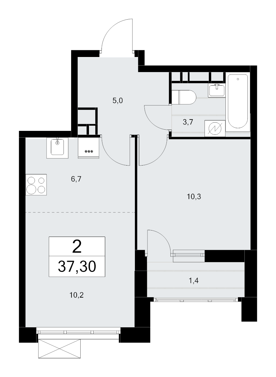 2 ккв (Евро) 37,3 м²