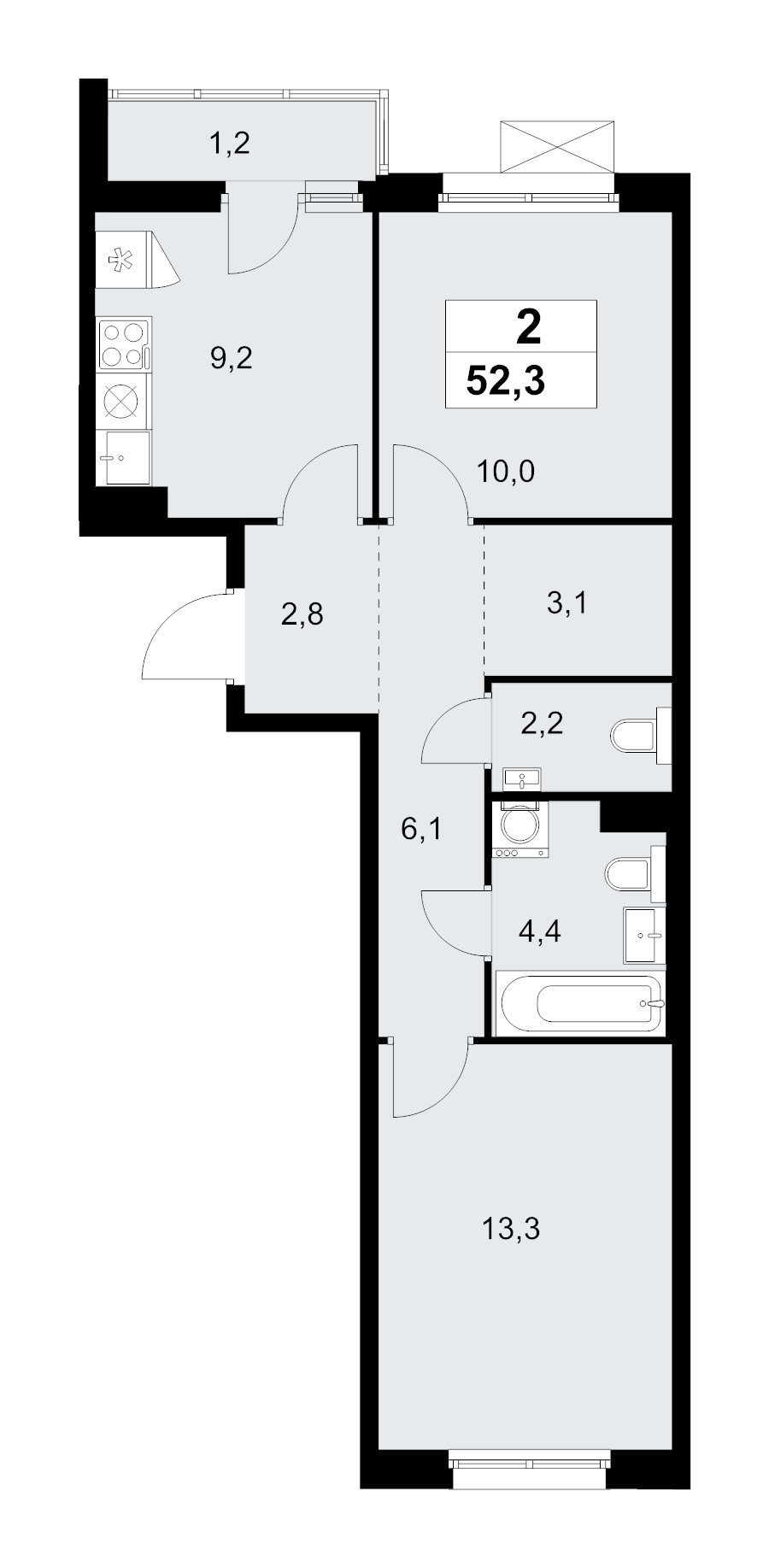 2 ккв 52,3 м²