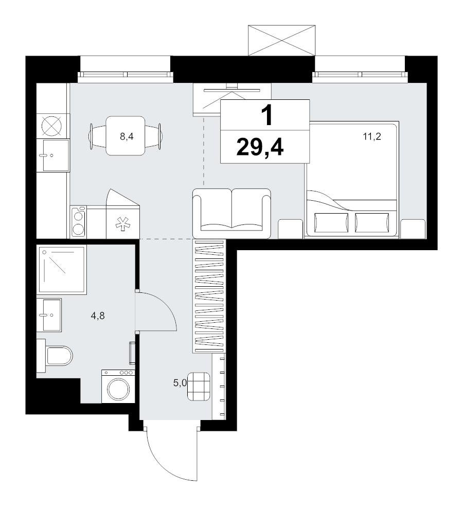 Студия 29,4 м²