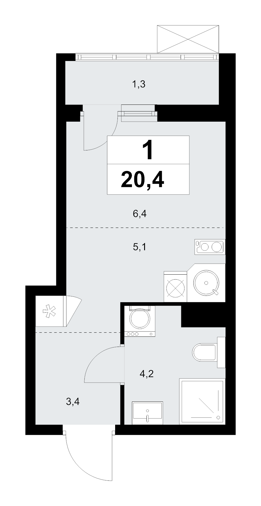 Студия 20,4 м²