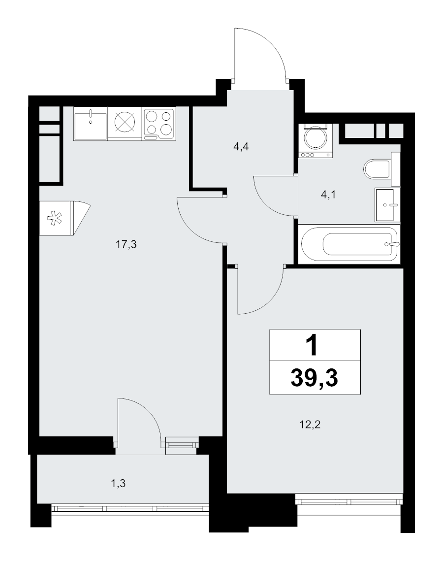 2 ккв (Евро) 39,3 м²