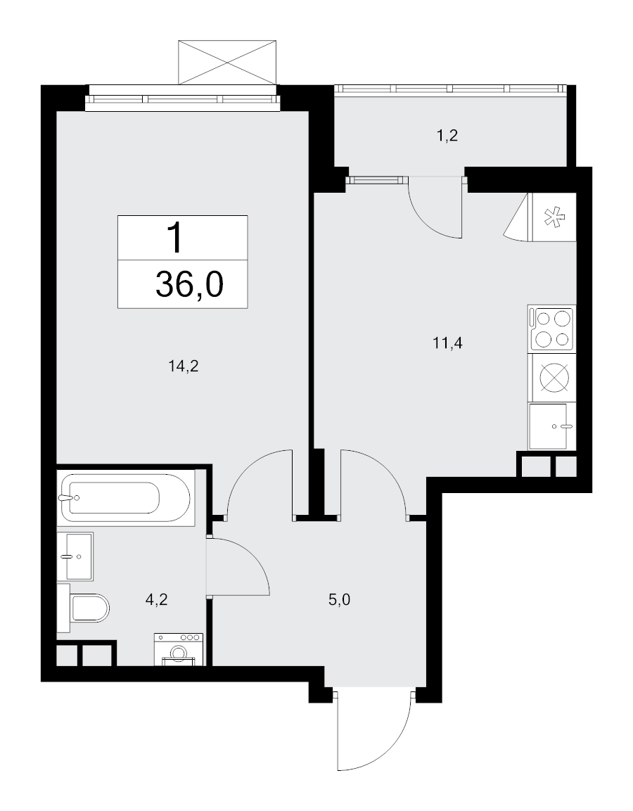 1 ккв 36 м²