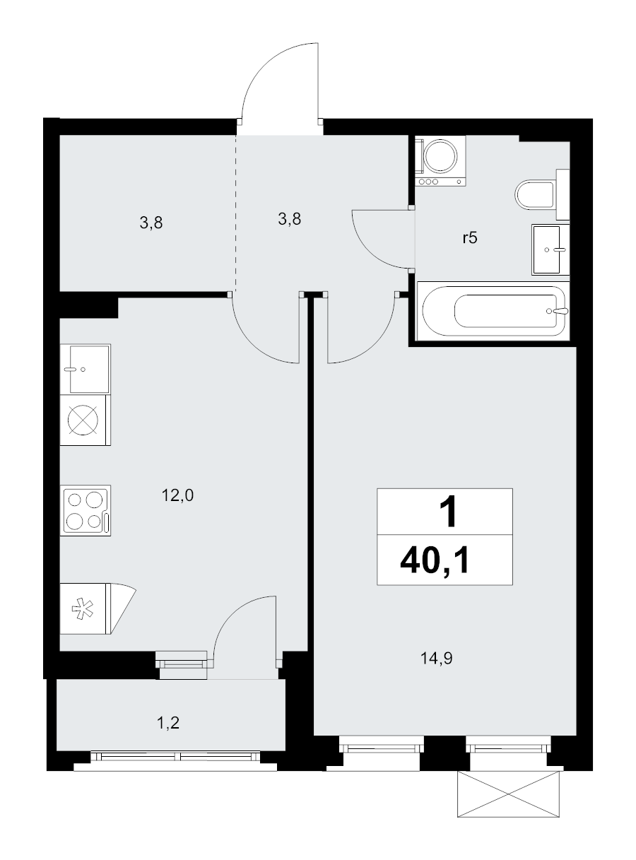 1 ккв 40,1 м²