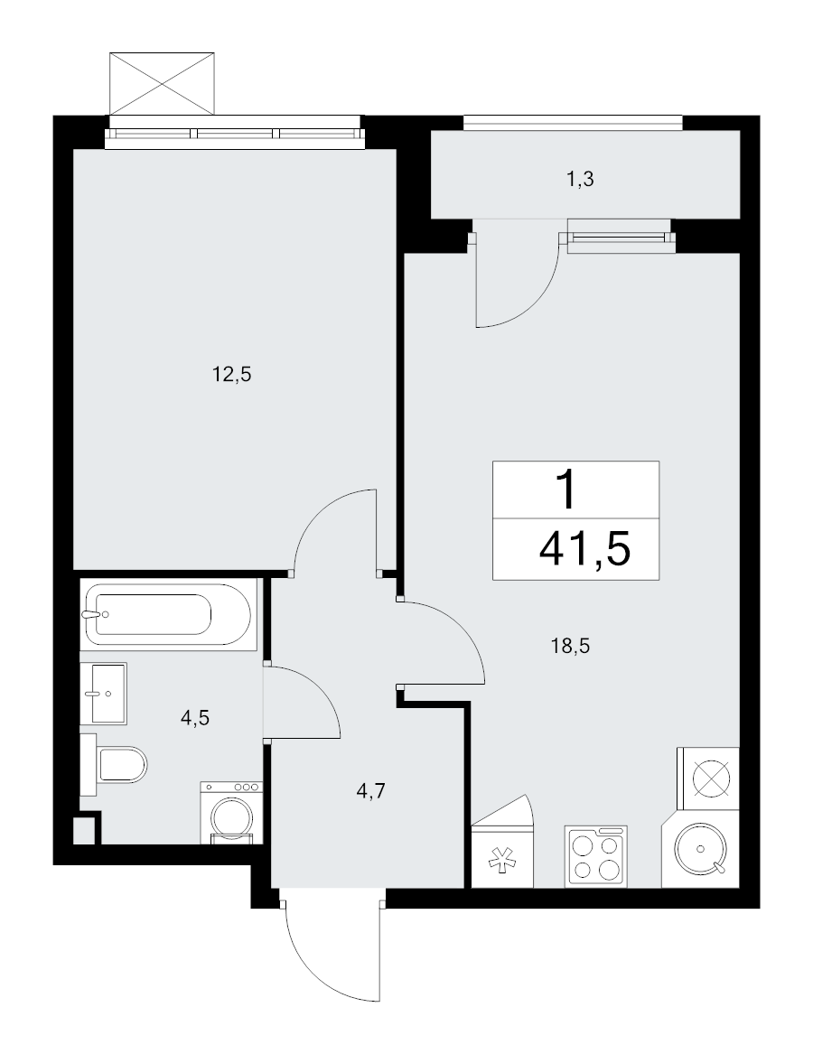 2 ккв (Евро) 41,5 м²