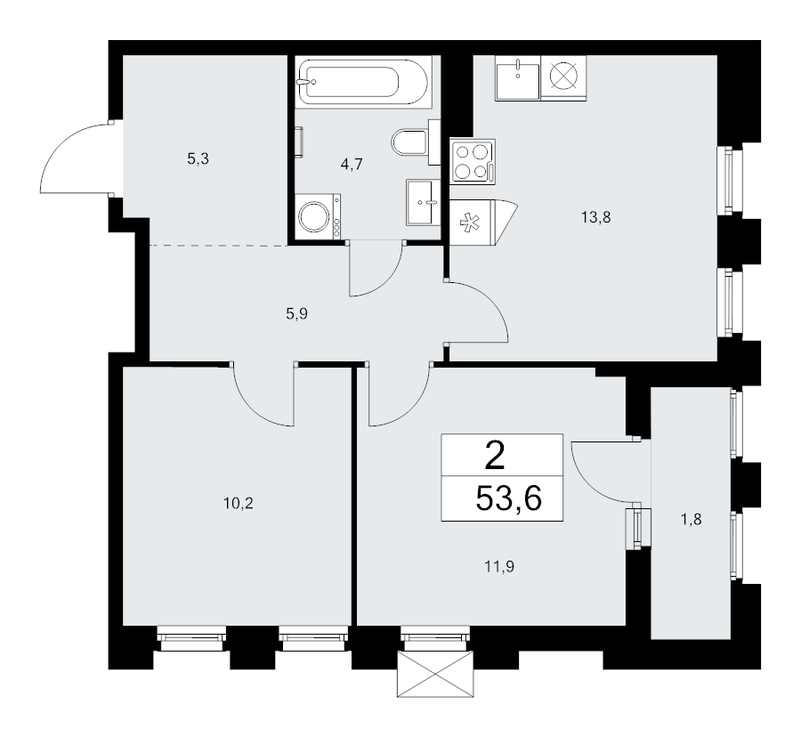2 ккв 53,6 м²