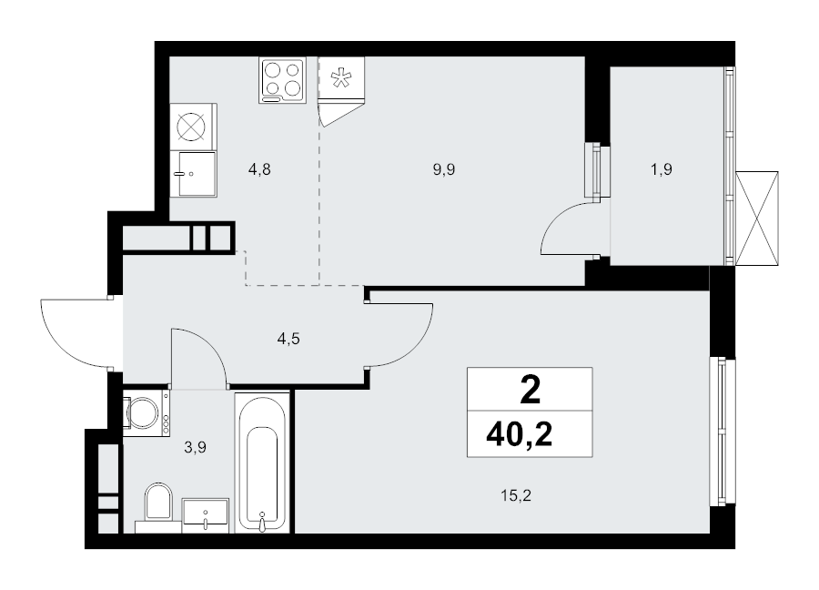 1 ккв 40,2 м²