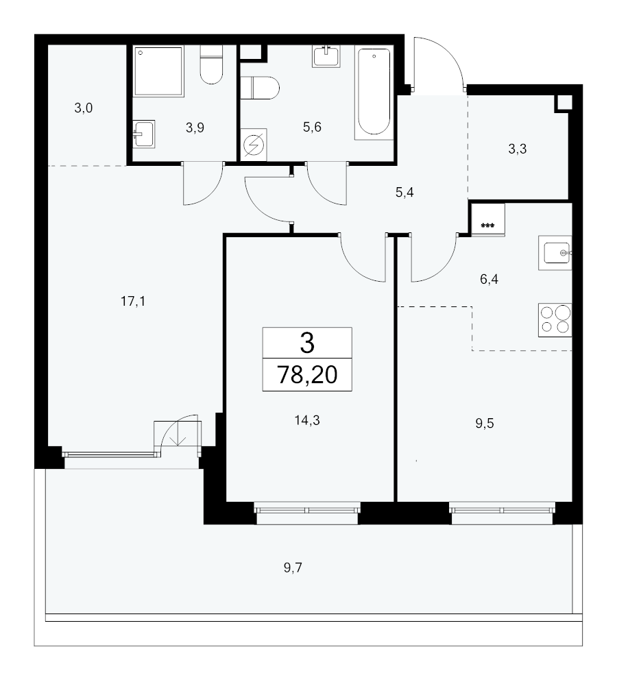 3 ккв (Евро) 78,2 м²