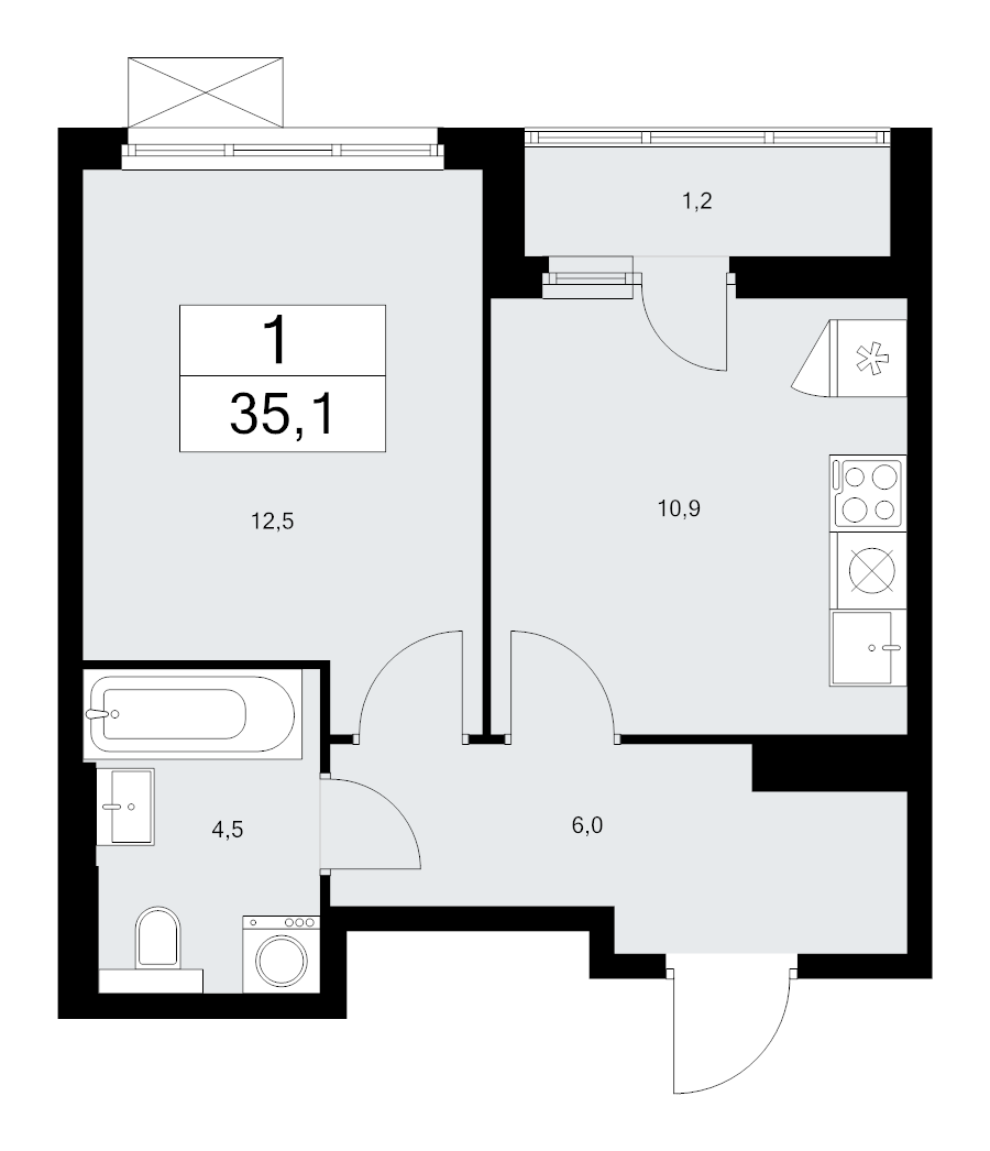1 ккв 35,1 м²