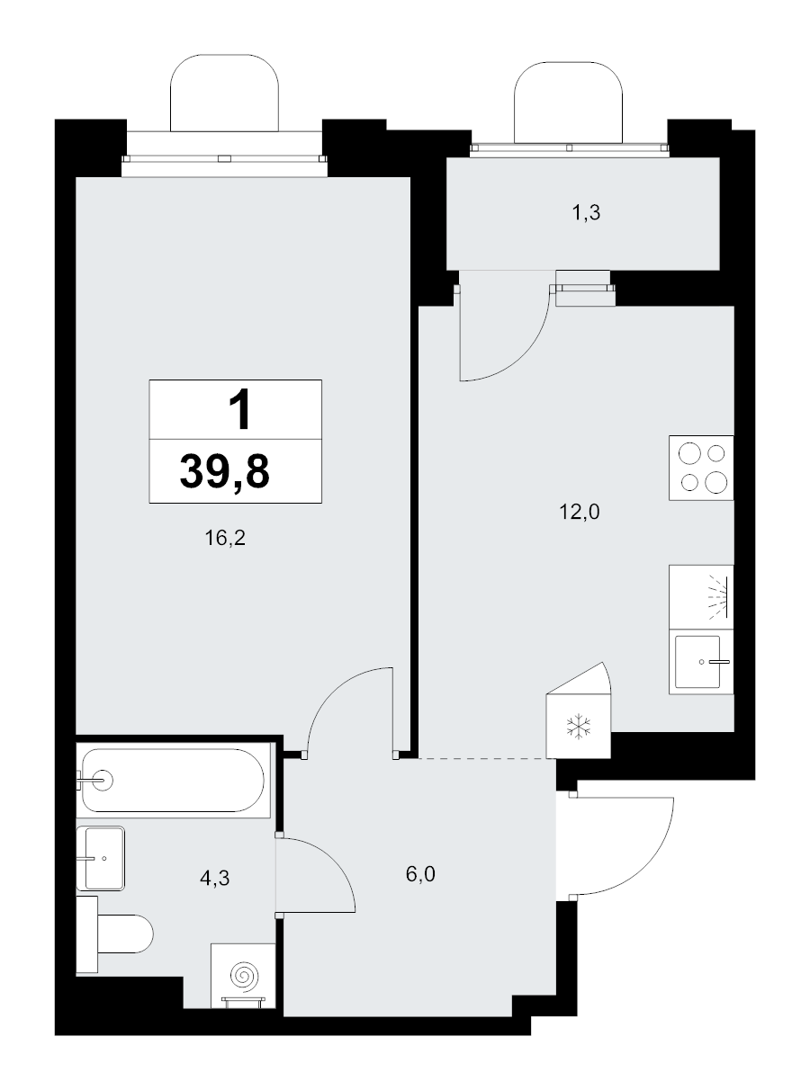 1 ккв 39,8 м²