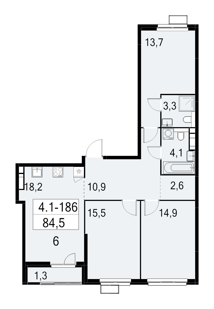 4 ккв (Евро) 84,5 м²