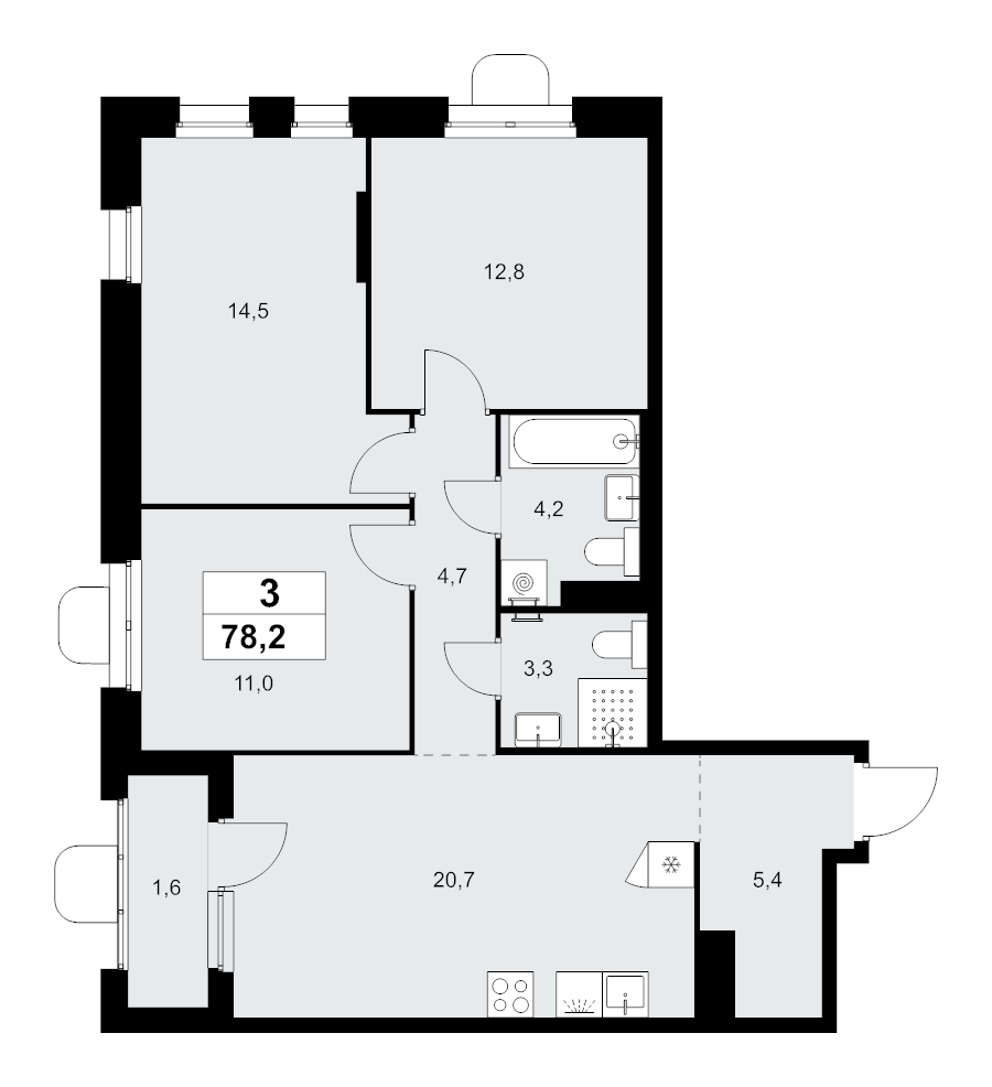 4 ккв (Евро) 78,2 м²