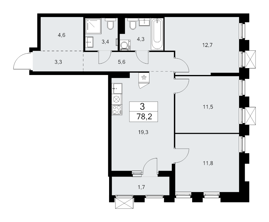 4 ккв (Евро) 78,2 м²