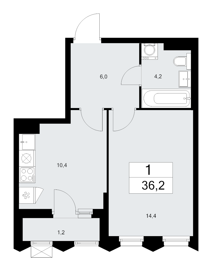 1 ккв 36,2 м²