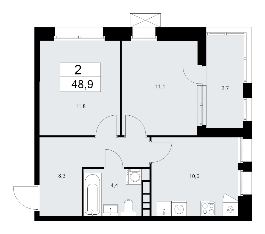 2 ккв 48,9 м²