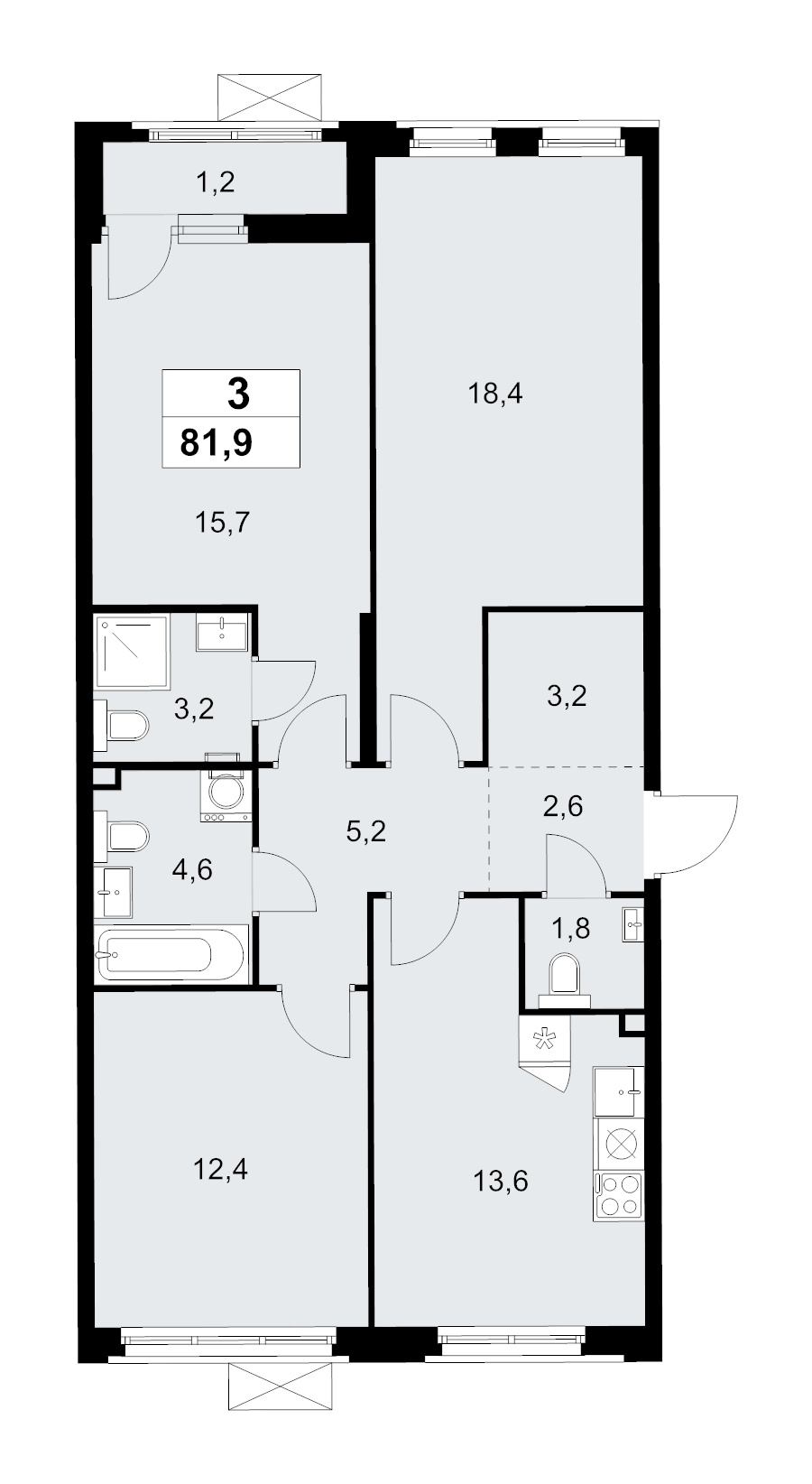 3 ккв 81,9 м²