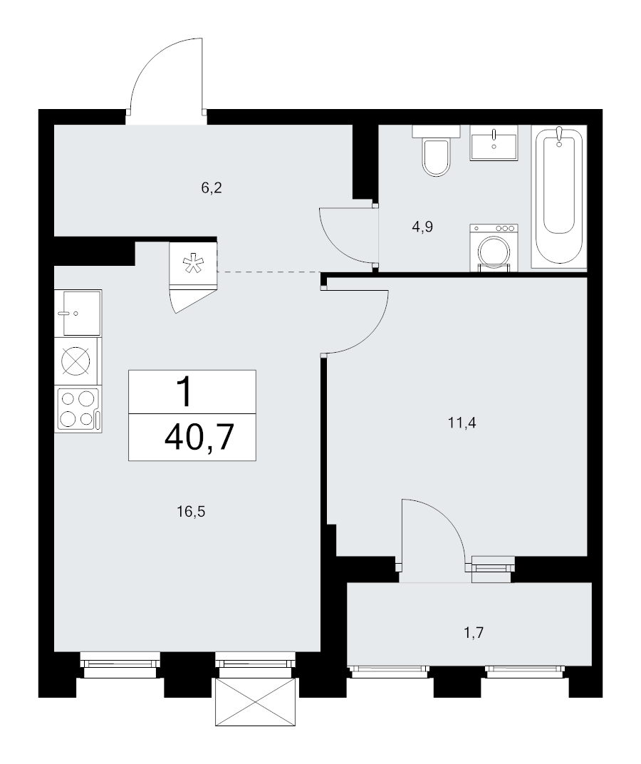 2 ккв (Евро) 40,7 м²
