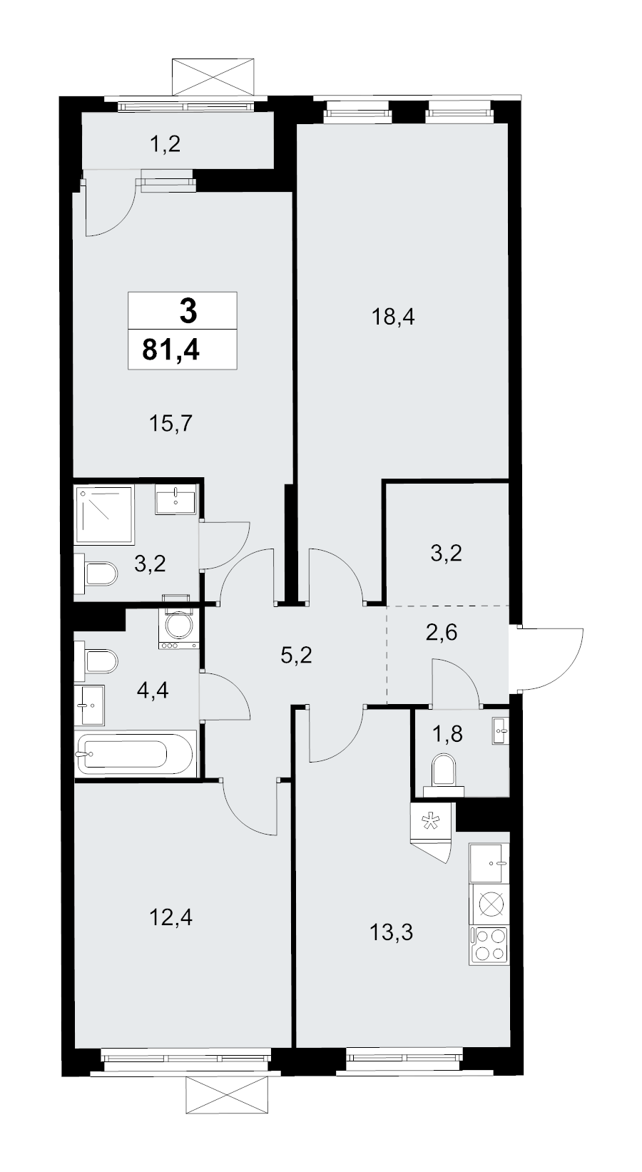 3 ккв 81,4 м²