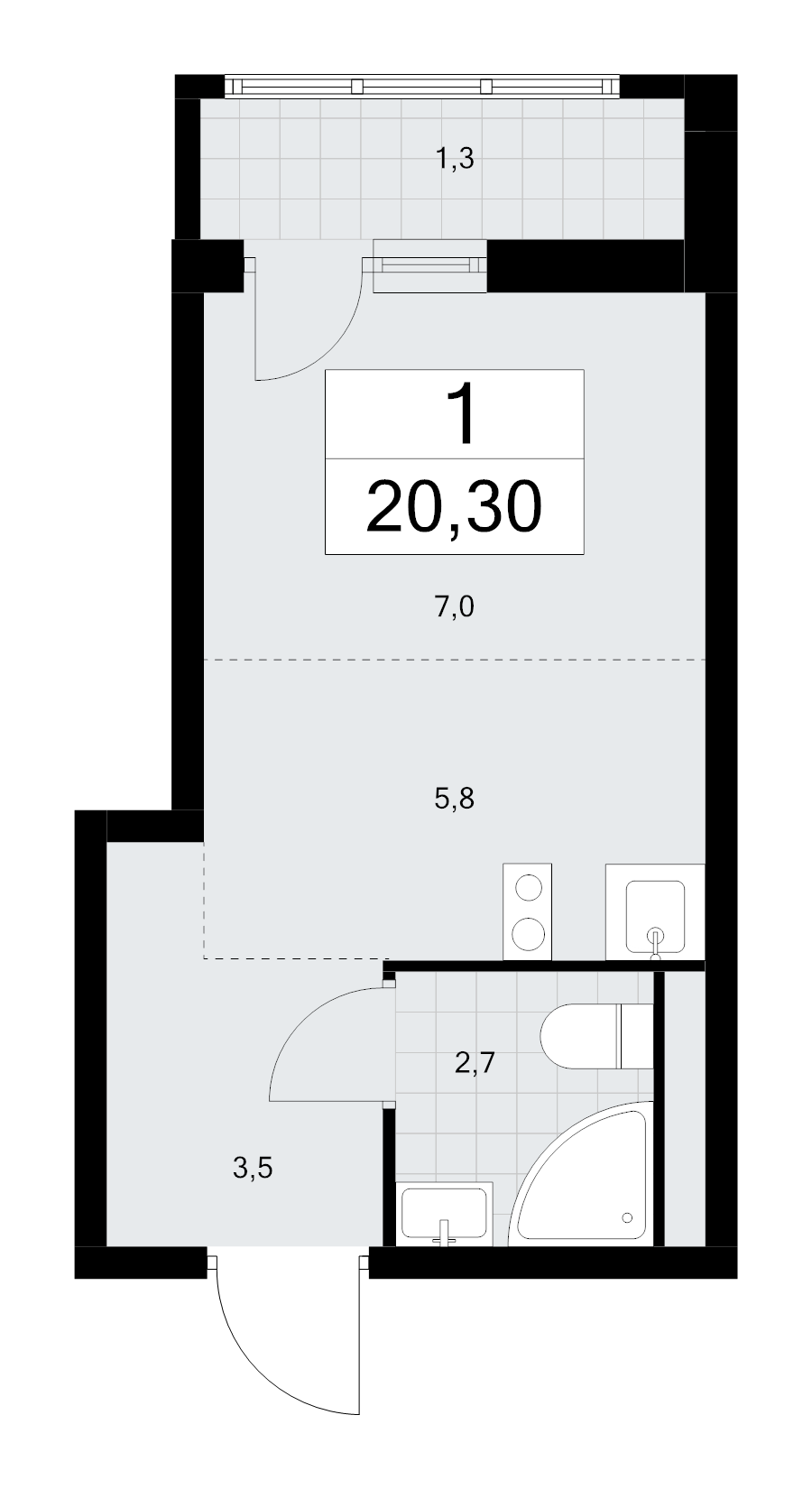 Студия 20,3 м²