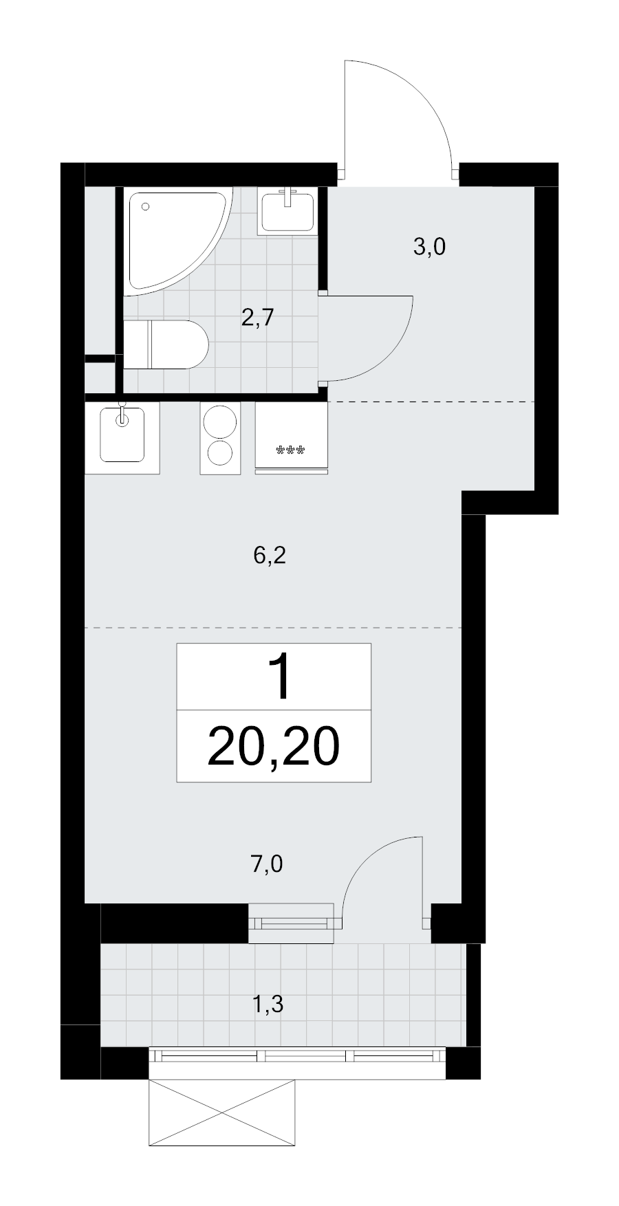 Студия 20,2 м²