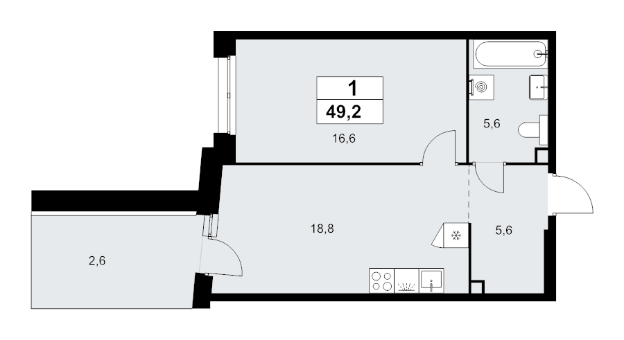 2 ккв (Евро) 49,2 м²
