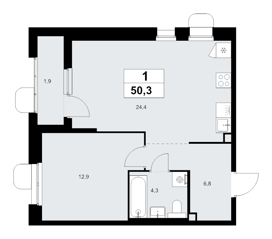 2 ккв (Евро) 50,3 м²
