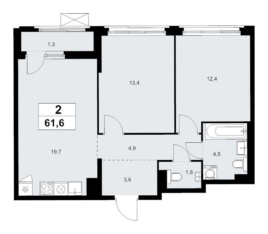 3 ккв (Евро) 61,6 м²
