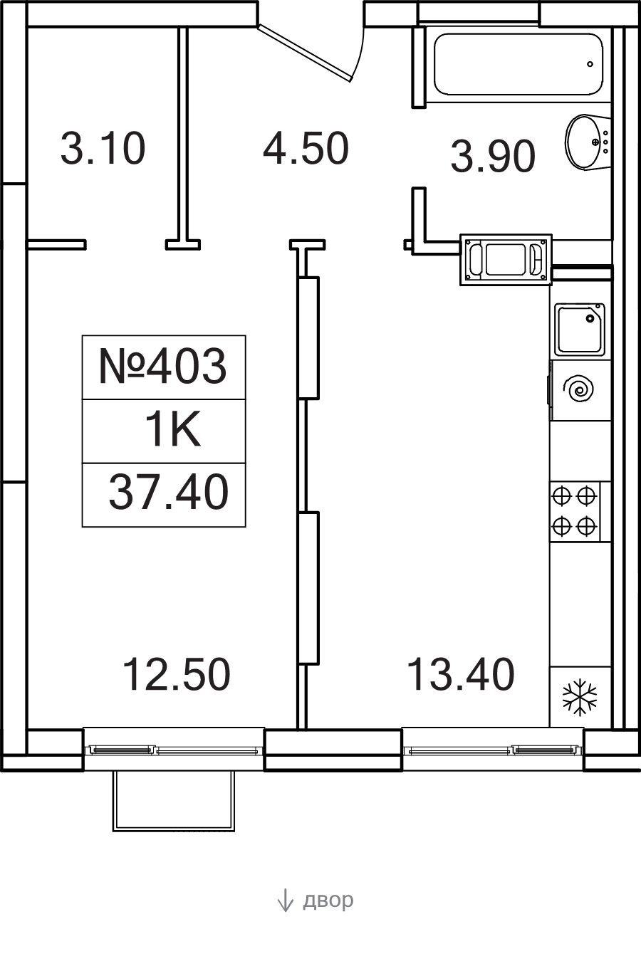 1 ккв 37,4 м²