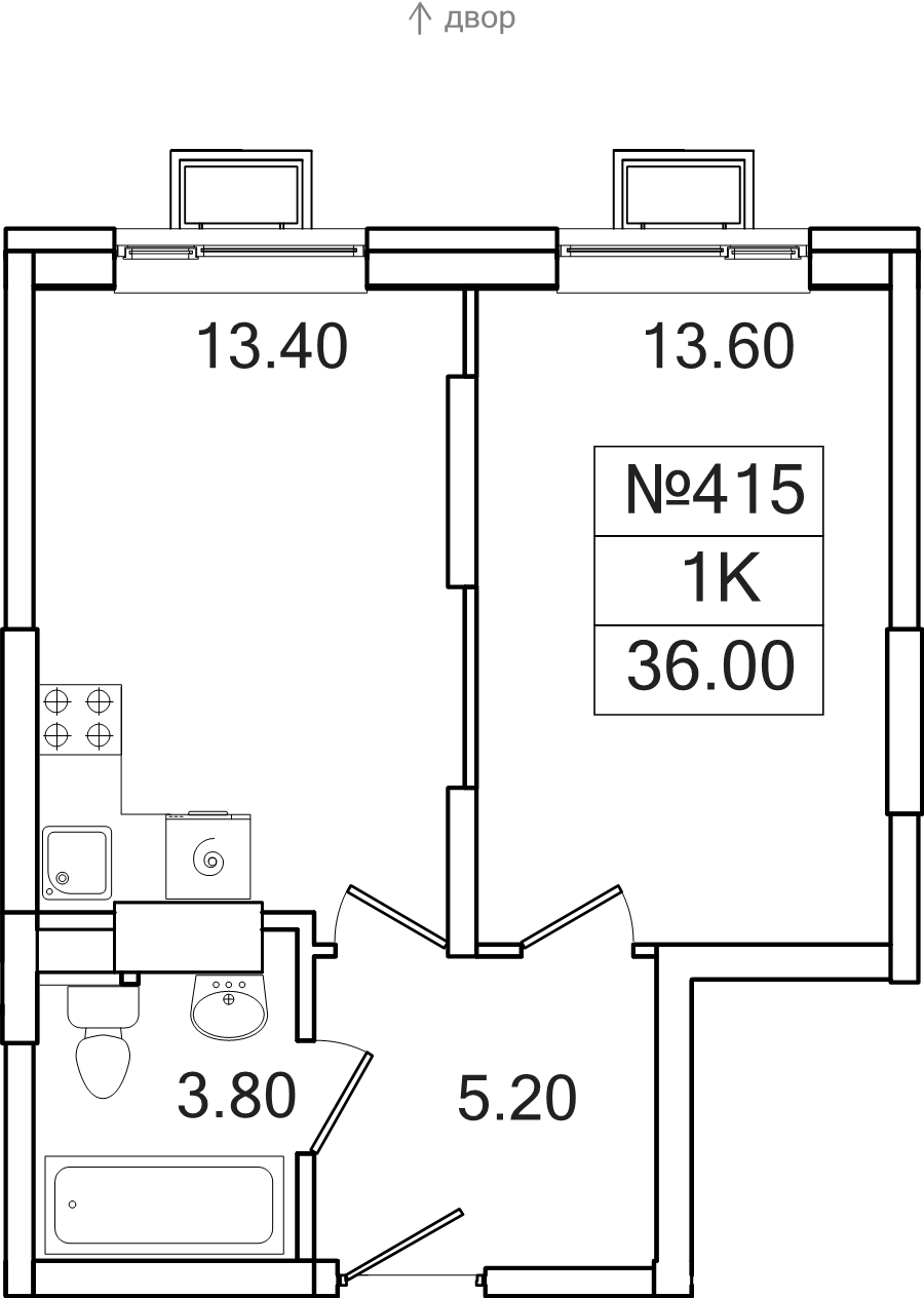 1 ккв 36 м²