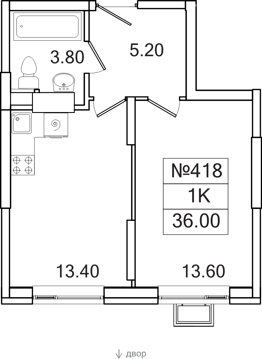 1 ккв 36 м²