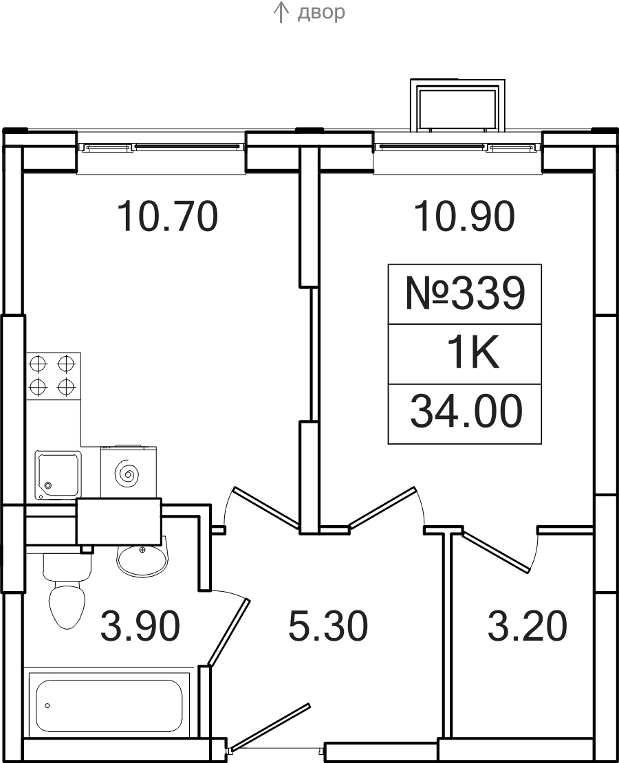 1 ккв 34 м²