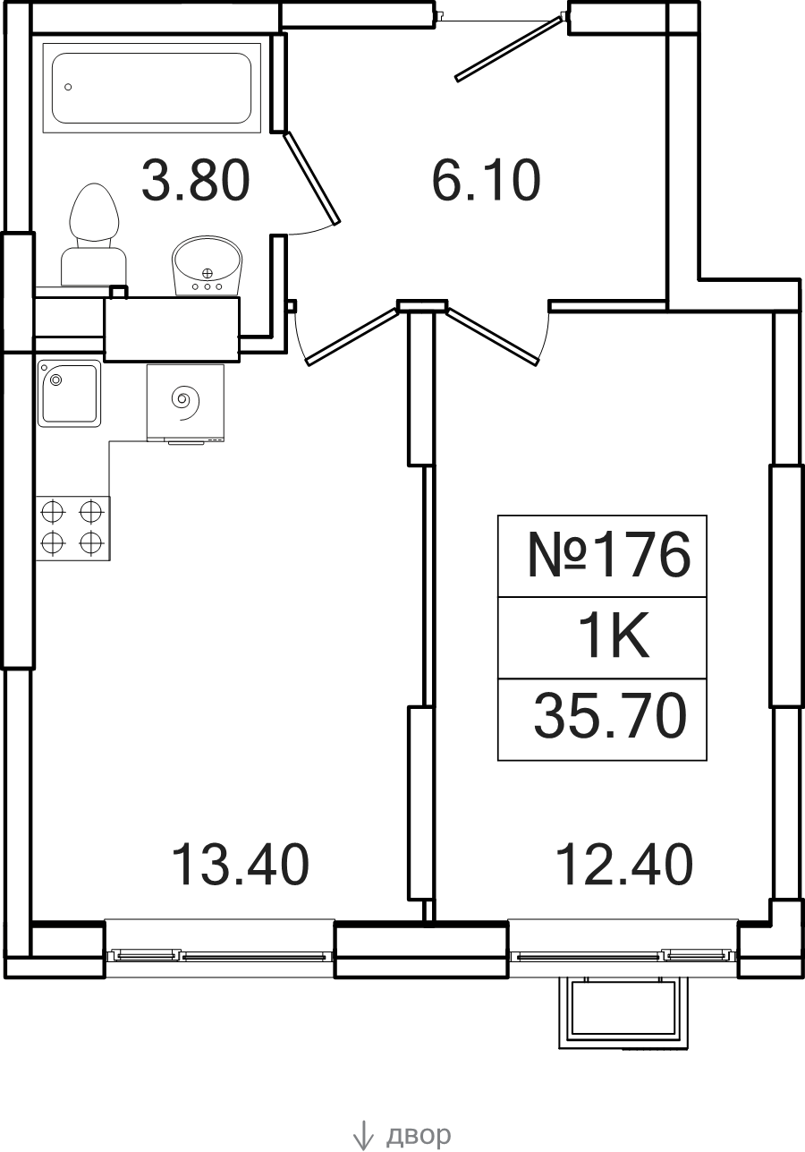 1 ккв 35,7 м²