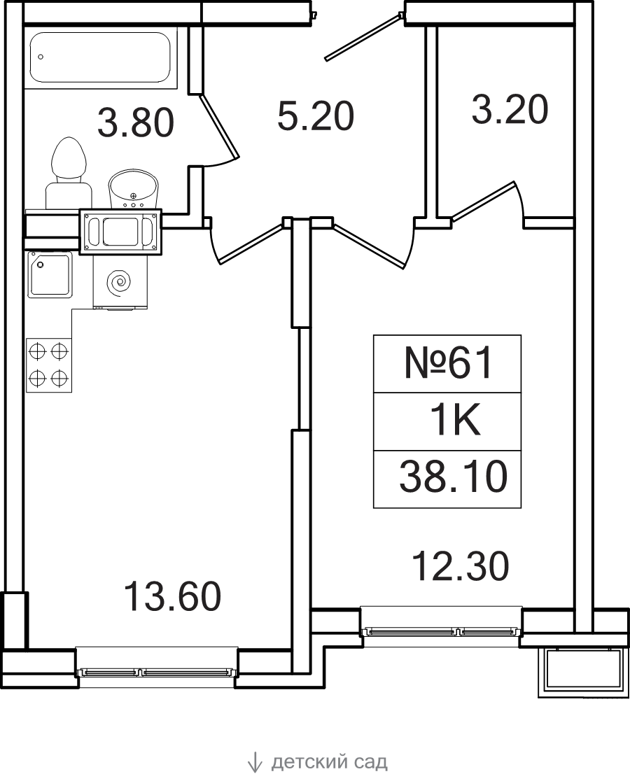 1 ккв 38,1 м²
