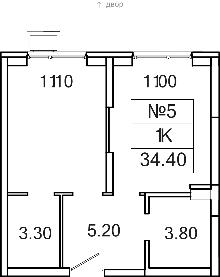 1 ккв 34,4 м²