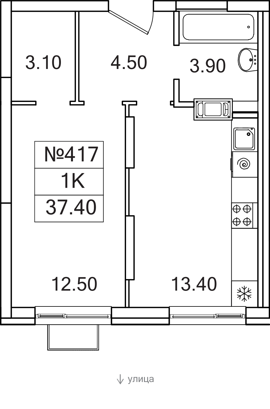 1 ккв 37,4 м²